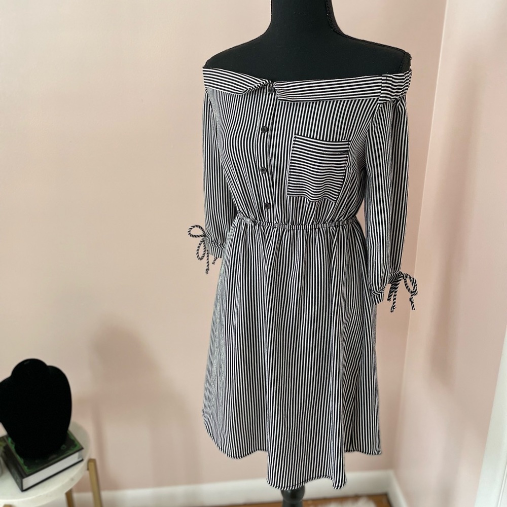 Striped off shoulder dress